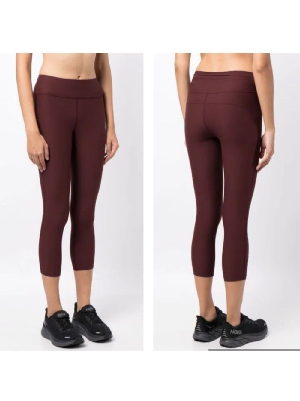 On Running Burgundy Logo-Print Cropped Leggings - L